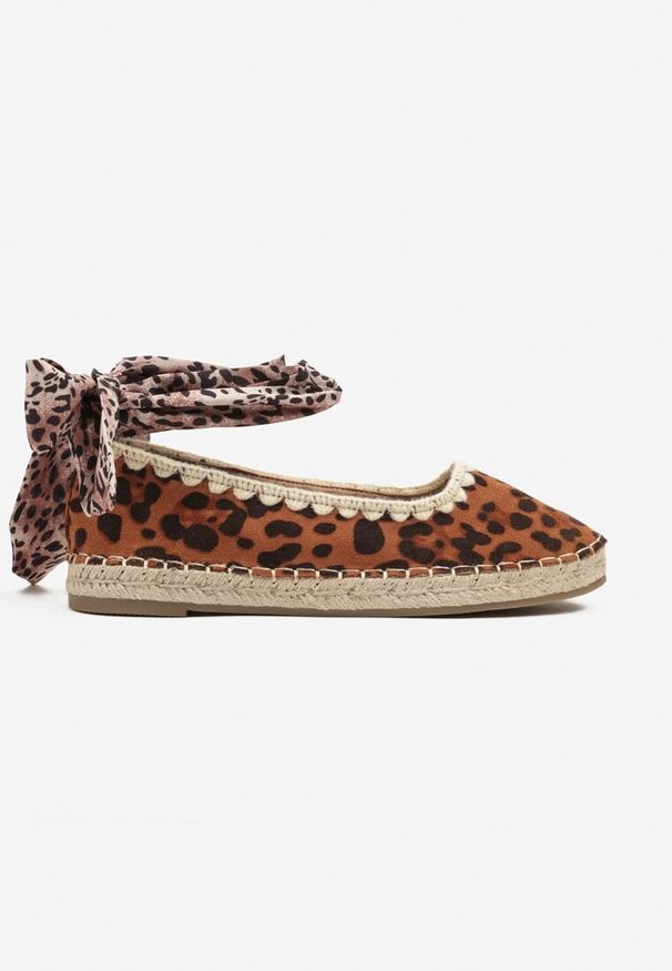 Born2be - Panterkowe Espadryle z Plecioną Podeszwą i Wiązaniem Wokół Kostki Cyntavia. Okazja: na co dzień, na spacer. Sezon: lato. Styl: wakacyjny, elegancki, casual