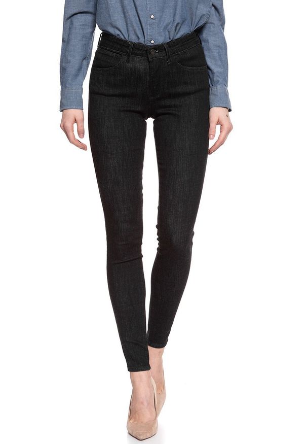 Wrangler - WRANGLER SKINNY RINSE BLACK W28KHS32R. Okazja: na co dzień. Długość: długie. Wzór: napisy, nadruk. Sezon: lato. Styl: klasyczny, casual, elegancki, wizytowy