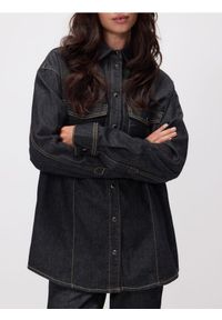 Reserved - Jeansowa koszula oversize - szary. Kolor: szary. Materiał: jeans #1