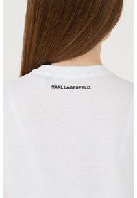 Karl Lagerfeld - KARL LAGERFELD Biały damski t-shirt Rhinestone Logo, Rozmiar L. Kolor: biały #6