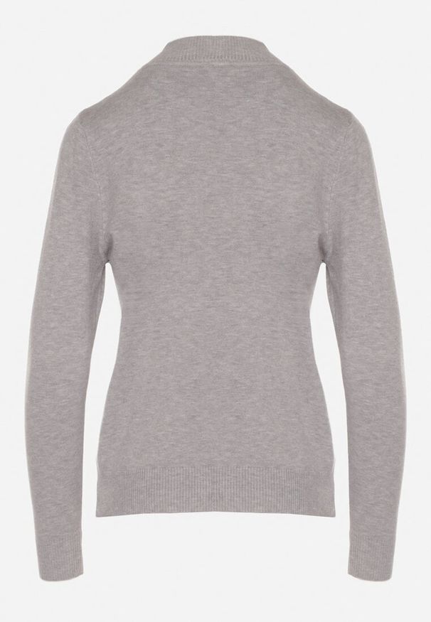 Born2be - Szary Gładki Sweter z Półgolfem w Stylu Casual Unallia. Okazja: na co dzień. Kolor: szary. Materiał: jeans. Długość rękawa: długi rękaw. Długość: długie. Wzór: gładki. Styl: casual