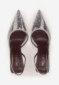 Renee - Brązowe Szpilki Slingback z Transparentną Cholewką i Cyrkoniami Liaceran. Okazja: na imprezę. Kolor: brązowy. Szerokość cholewki: normalna. Obcas: na szpilce. Styl: wizytowy, glamour #4