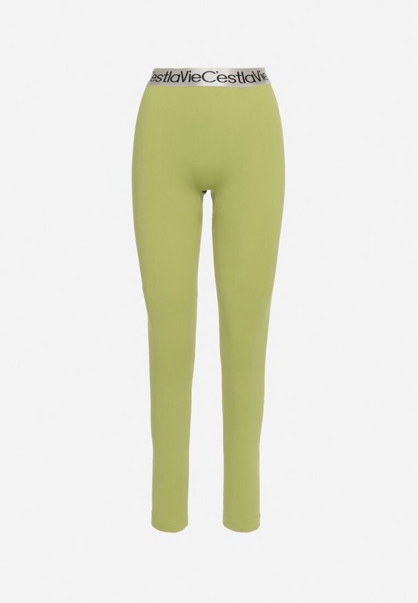 Born2be - Zielone Elastyczne Legginsy z Szeroką Gumą w Pasie Rindama. Kolor: zielony. Materiał: guma. Styl: sportowy