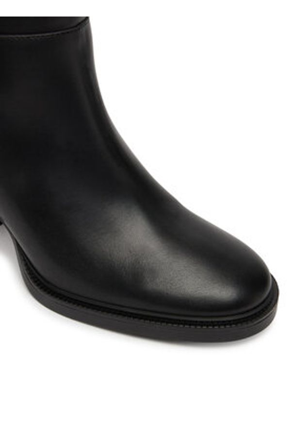 TOMMY HILFIGER - Tommy Hilfiger Kozaki Stacked Heel Leather Long Boot FW0FW08865 Czarny. Kolor: czarny. Materiał: skóra