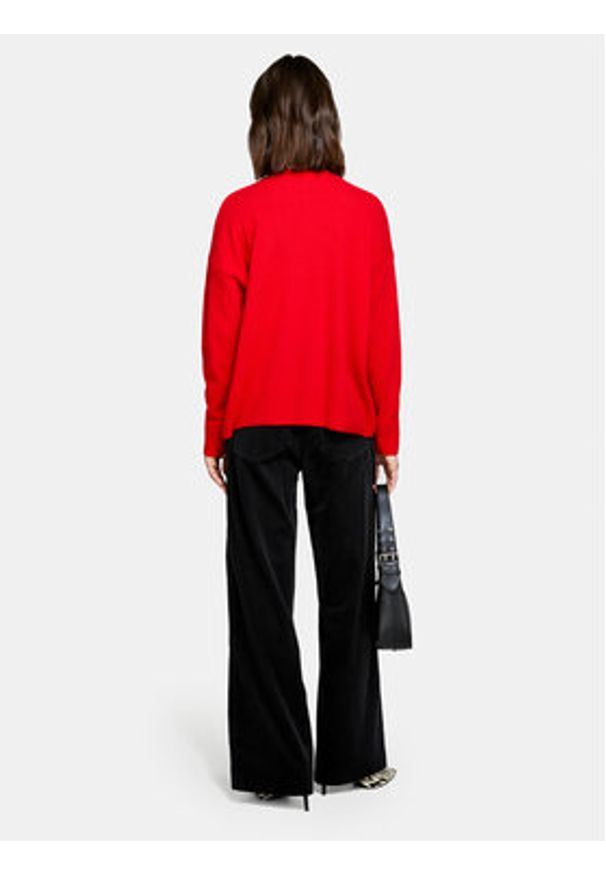 Sisley Sweter 1044M103K Czerwony Boxy Fit. Kolor: czerwony. Materiał: wełna