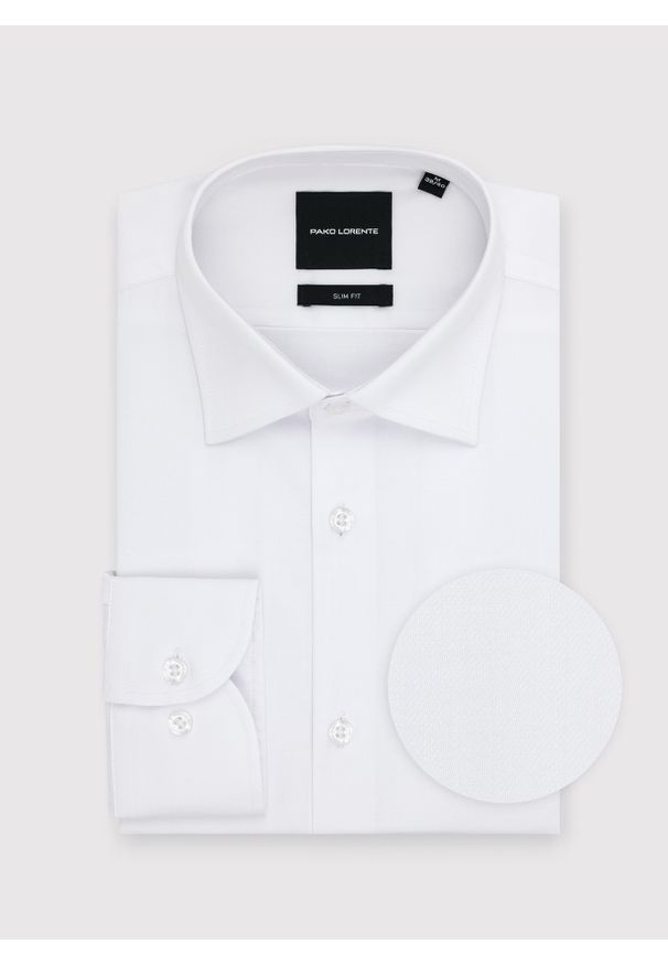 Pako Lorente - PAKO LORENTE - Biała koszula męska. Kolor: biały, czarny. Materiał: bawełna. Długość rękawa: długi rękaw. Długość: długie