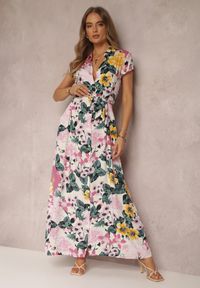 Renee - Biało-Różowa Sukienka Oiva. Kolor: różowy. Materiał: tkanina. Sezon: wiosna, lato #2
