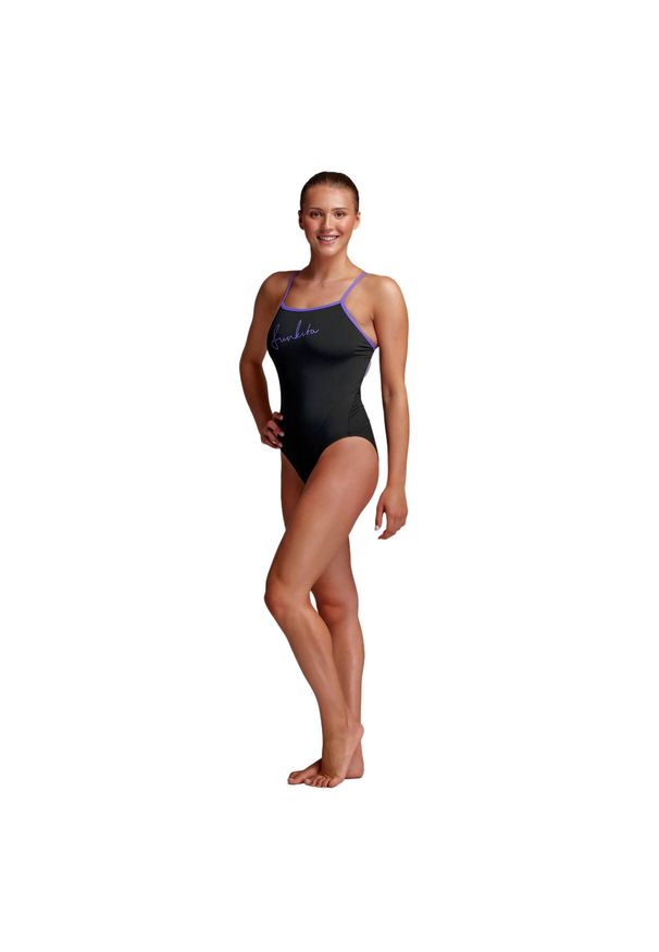 FUNKITA - Strój pływacki jednoczęściowy damski Funkita Single Strap One Piece. Kolor: czarny, fioletowy, wielokolorowy