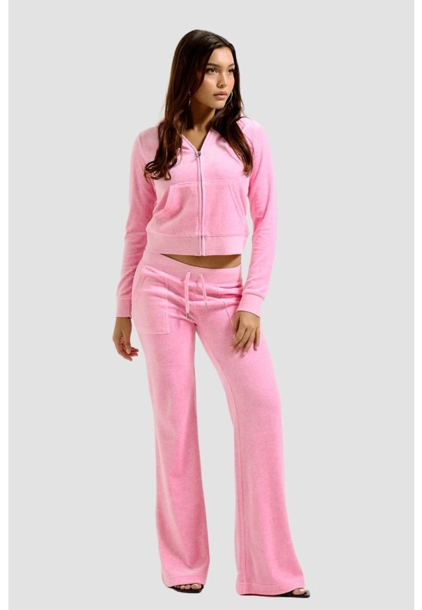 Juicy Couture - JUICY COUTURE Różowa bluza damska Robertson Hoodie. Kolor: różowy
