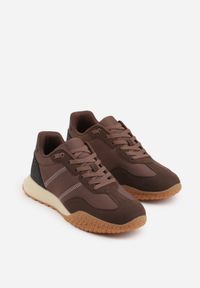 Born2be - Brązowe Buty Sportowe Sneakersy z Ozdobnymi Naszyciami Aerylia. Kolor: brązowy. Materiał: jeans. Wzór: aplikacja #6