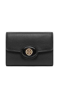 Tory Burch Mały Portfel Damski 165002 Czarny. Kolor: czarny. Materiał: skóra