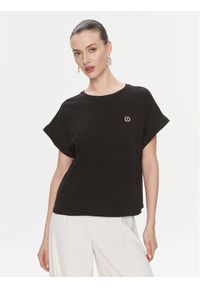 TwinSet - TWINSET T-Shirt 241TP2215 Czarny Relaxed Fit. Kolor: czarny. Materiał: bawełna