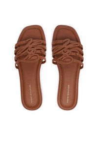 TOMMY HILFIGER - Tommy Hilfiger Klapki Th Script Flat Mule Lth FW0FW09368 Brązowy. Kolor: brązowy. Materiał: skóra #4