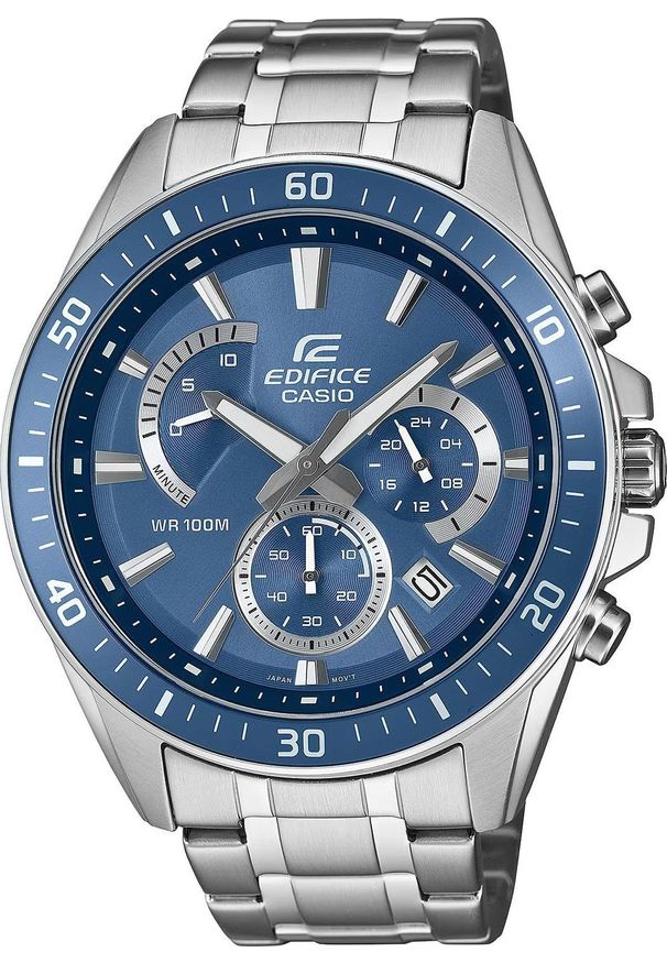 Zegarek sportowy EDIFICE Casio Edifice EFR-552D-2AVUEF100m srebrny. Kolor: srebrny. Styl: sportowy