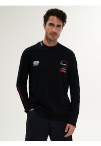 4f - 4F Longsleeve relaxed z nadrukiem męski - czarny M. Okazja: na co dzień. Kolor: czarny. Materiał: materiał, bawełna, dzianina. Długość rękawa: długi rękaw. Wzór: nadruk. Styl: casual, klasyczny #1