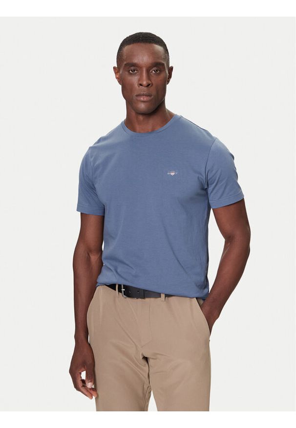 GANT - Gant T-Shirt 2004080 Niebieski Regular Fit. Kolor: niebieski. Materiał: bawełna