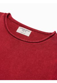 Ombre Clothing - Sweter męski bawełniany - czerwony E180 - XXL. Kolor: czerwony. Materiał: bawełna. Styl: klasyczny #4