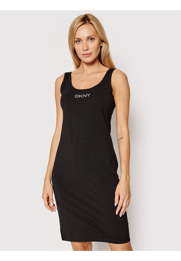 DKNY Sport Sukienka codzienna DP1D4465 Czarny Slim Fit. Okazja: na co dzień. Kolor: czarny. Materiał: bawełna. Typ sukienki: sportowe, proste. Styl: casual, sportowy