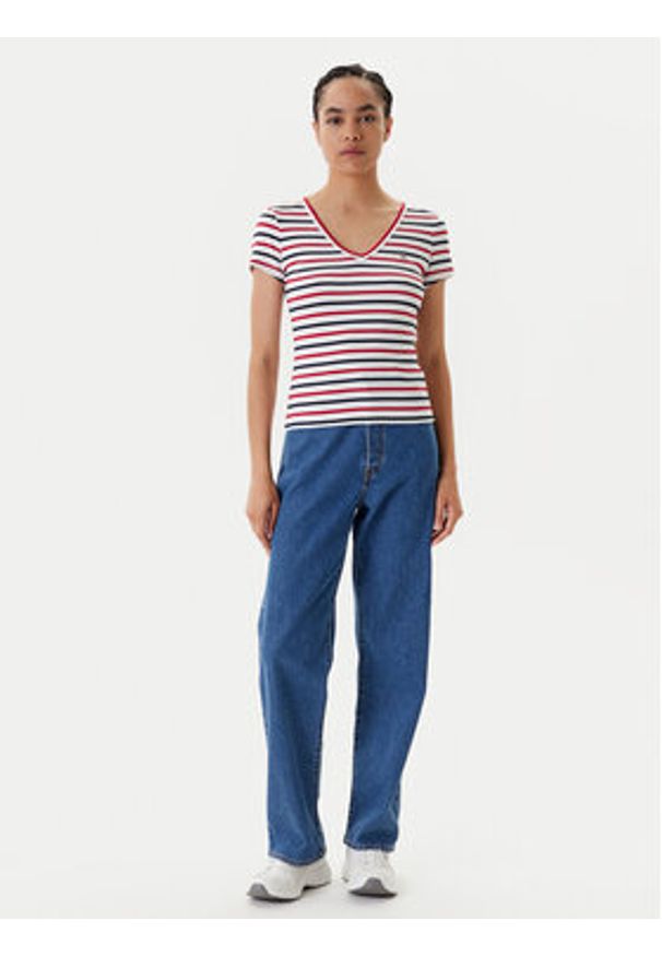 Tommy Jeans T-Shirt Essential DW0DW17385 Biały Slim Fit. Kolor: biały. Materiał: bawełna