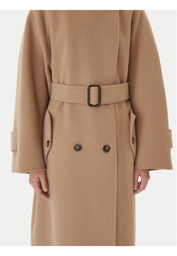 Weekend Max Mara Płaszcz wełniany Cadine 2525016022 Beżowy Regular Fit. Kolor: beżowy. Materiał: wełna