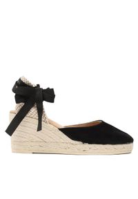 Manebi Espadryle Soft Suede Low Wedge Espadrilles K 1.0 WL Czarny. Kolor: czarny. Materiał: zamsz, skóra