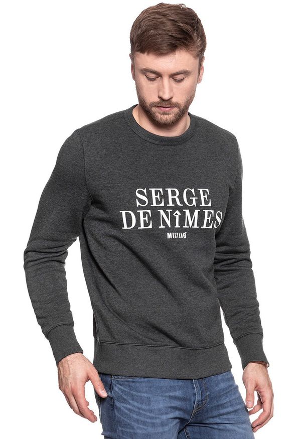 Mustang - MUSTANG BLUZA Rubberprint Sweat ANTHRA MELANGE 1006373 4151. Wzór: melanż, nadruk