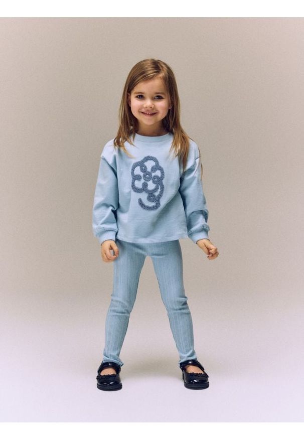 Reserved - Bawełniany komplet z aplikacją - jasnoniebieski. Kolor: niebieski. Materiał: bawełna. Wzór: aplikacja