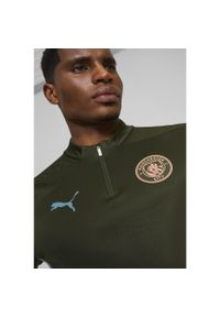 Puma - Męska bluza treningowa Manchester City z zamkiem 1/4 PUMA Myrtle Bold Blue Green. Kolor: niebieski, zielony, wielokolorowy. Sport: piłka nożna