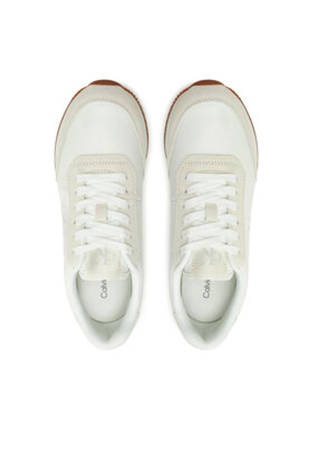 Calvin Klein Jeans Sneakersy Runner Laceup Low Mix Mg YW0YW01798 Biały. Kolor: biały. Materiał: zamsz, skóra