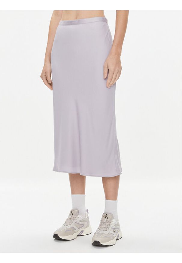 Calvin Klein Spódnica midi K20K203514 Fioletowy Regular Fit. Kolor: fioletowy. Materiał: syntetyk