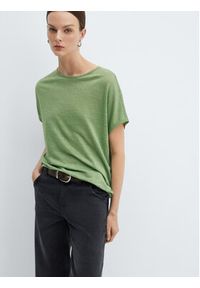 mango - Mango T-Shirt Lint 67006317 Zielony Regular Fit. Kolor: zielony. Materiał: len #5