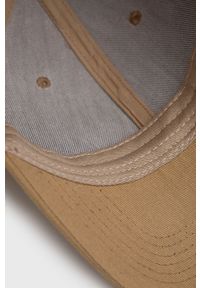 Trussardi Jeans - Trussardi Czapka bawełniana kolor beżowy gładka. Kolor: beżowy. Materiał: bawełna. Wzór: gładki