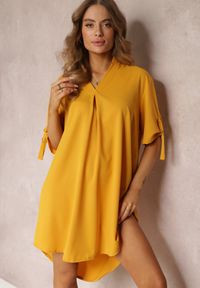 Renee - Żółta Pudełkowa Sukienka Oversize z Kołnierzykiem Zaya. Kolor: żółty. Typ sukienki: oversize #1