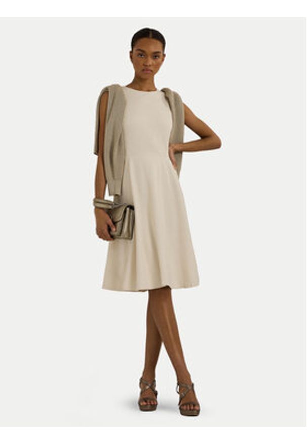 Lauren Ralph Lauren - LAUREN RALPH LAUREN Sukienka codzienna 250851951004 Écru Regular Fit. Okazja: na co dzień. Materiał: wiskoza. Typ sukienki: proste. Styl: casual