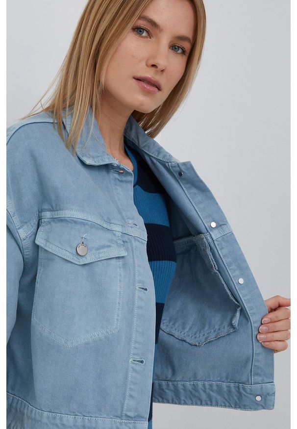Dr. Denim Kurtka jeansowa przejściowa. Okazja: na co dzień. Kolor: fioletowy. Materiał: denim, jeans. Styl: casual