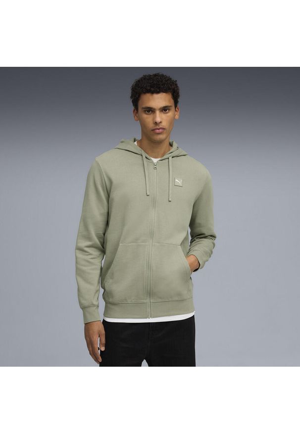 Puma - Męska bluza z kapturem Essentials Elevated PUMA. Typ kołnierza: kaptur. Kolor: zielony. Sport: bieganie