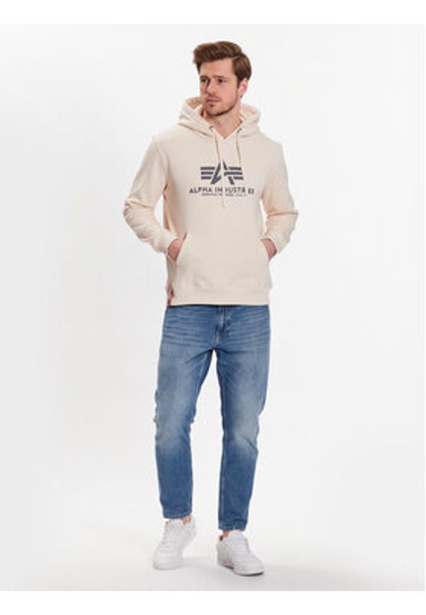Alpha Industries Bluza Basic 178312 Beżowy Regular Fit. Kolor: beżowy. Materiał: bawełna