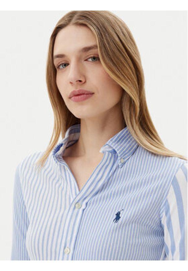 Polo Ralph Lauren Koszula 211965102002 Niebieski Slim Fit. Typ kołnierza: polo. Kolor: niebieski. Materiał: bawełna
