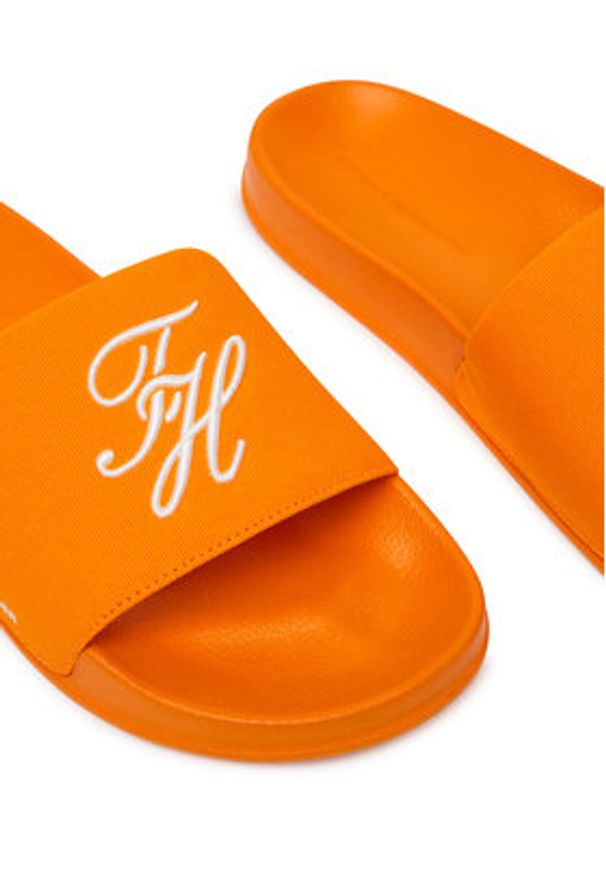 TOMMY HILFIGER - Tommy Hilfiger Klapki Logo Embroidery CanvasFM0FM05858 Pomarańczowy. Kolor: pomarańczowy. Materiał: materiał
