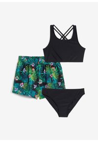 bonprix - Bikini + dolna część stroju (3 części). Kolor: czarny #1