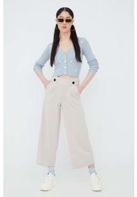 JDY spodnie damskie kolor beżowy fason culottes high waist. Stan: podwyższony. Kolor: beżowy #3