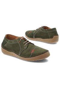 Zielone Półbuty Artiker Płaskie Obuwie Damskie. Okazja: na co dzień. Zapięcie: sznurówki. Kolor: zielony. Materiał: skóra, jeans. Szerokość cholewki: normalna. Styl: casual, klasyczny #4