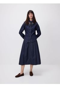 Reserved - Jeansowa spódnica midi - granatowy. Kolor: niebieski. Materiał: jeans #1