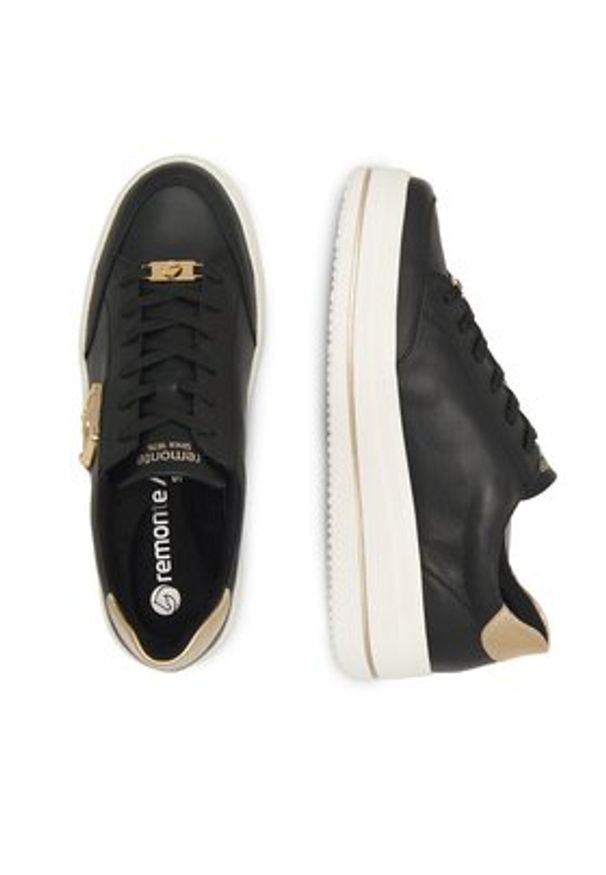 Remonte Sneakersy D1C02-01 Czarny. Kolor: czarny. Materiał: skóra