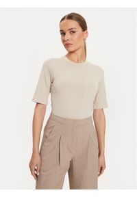 Max Mara Leisure T-Shirt Tahiti 2426366047600 Beżowy Regular Fit. Kolor: beżowy. Materiał: syntetyk