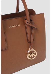 Michael Kors - MICHAEL KORS Brązowa torebka SM Satchel. Kolor: brązowy. Materiał: skórzane. Styl: elegancki, klasyczny #5