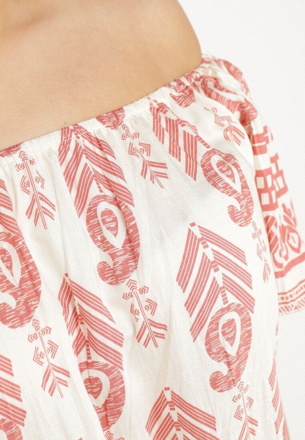 Born2be - Różowa Wiskozowa Sukienka ze Wzorem Boho Ellivra. Okazja: na co dzień. Kolor: różowy. Materiał: wiskoza. Wzór: aplikacja. Styl: boho