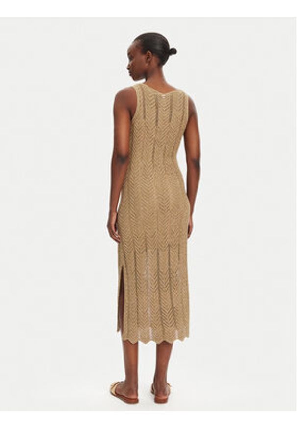 TwinSet - TWINSET Sukienka dzianinowa 251TT319A Beżowy Slim Fit. Kolor: beżowy. Materiał: wiskoza
