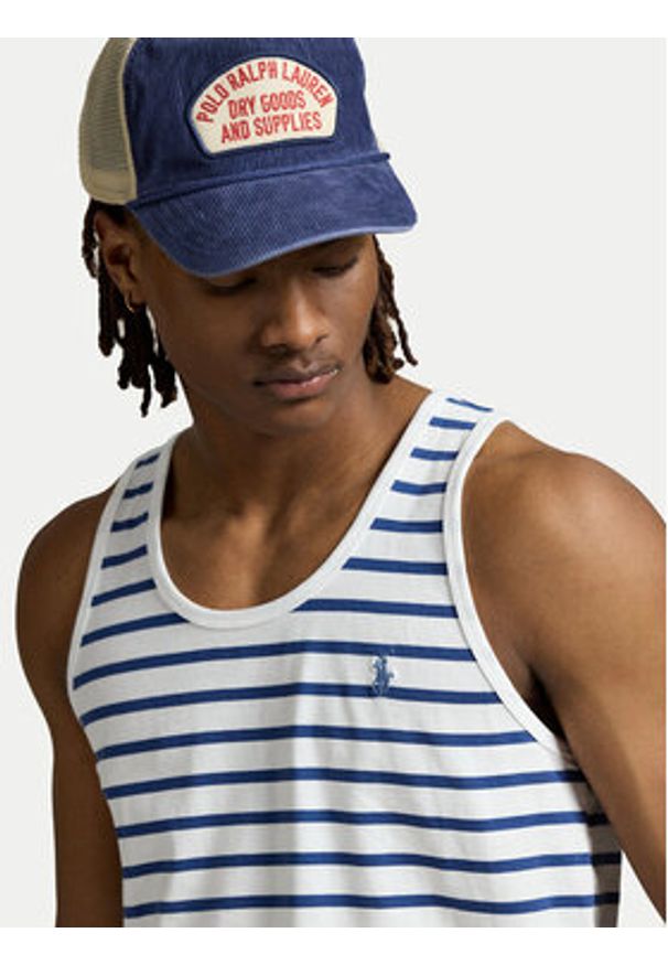 Polo Ralph Lauren Tank top 710970699001 Granatowy Classic Fit. Typ kołnierza: polo. Kolor: niebieski. Materiał: bawełna
