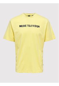 Only & Sons T-Shirt MTV 22022779 Żółty Relaxed Fit. Kolor: żółty. Materiał: bawełna #6